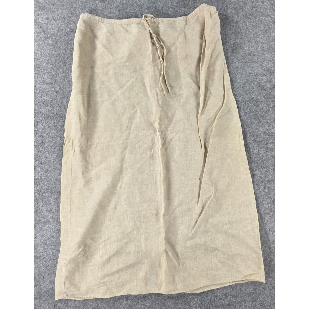 Lane Bryant Womens Tiered Skirt Plus Size 18/20 Khaki 100% Linen Elastic Waist